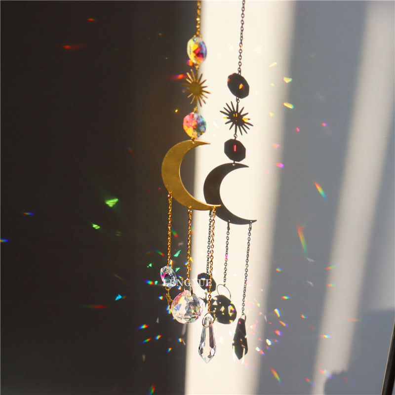 Crystal Sun Catcher Moon Star Wind Chime Pendant Deals DealSniper.net
