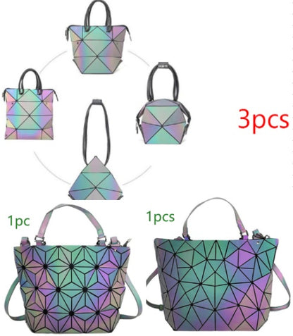 Luminous Makeup Bag Lattice Design Geometric Bag Women dealsniper-net T