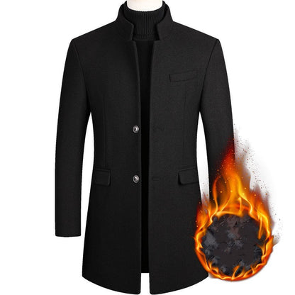 Men's Wool Coat Medium Length Leisure Suit Men dealsniper-net J001Black thicken 3XL