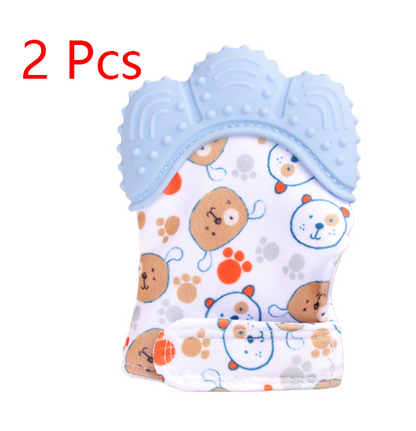 Baby teether baby anti-bite silicone molar gloves children's sound toys Kids DealSniper.net Blue 2 style 1pair