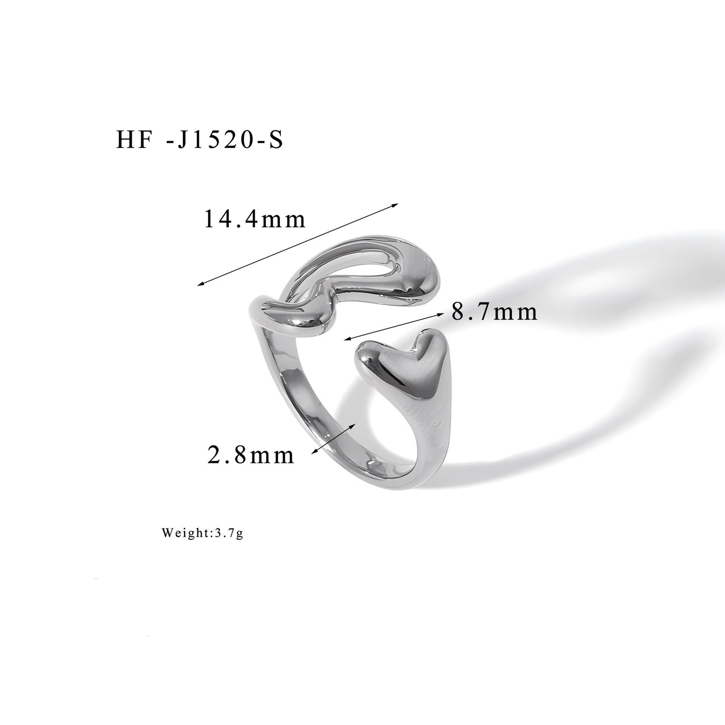 Fashion Titanium Steel Vacuum Plating 18K Gold Love Ring Jewelry dealsniper-net HFJ1520S Free Size