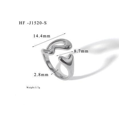 Fashion Titanium Steel Vacuum Plating 18K Gold Love Ring Jewelry dealsniper-net HFJ1520S Free Size