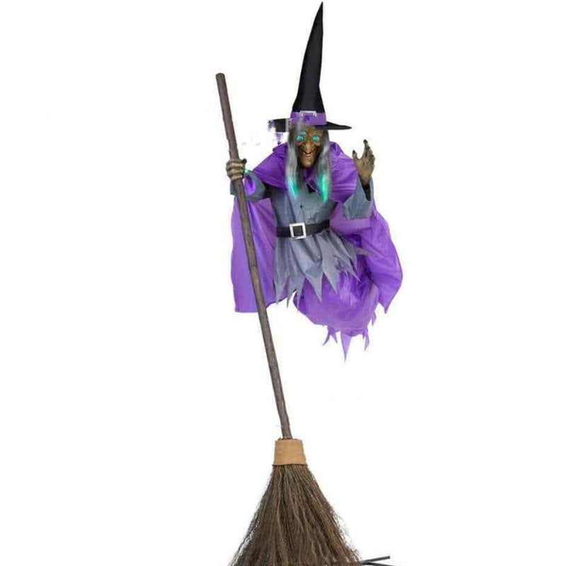 Halloween Flying Witch Decoration Halloween Ghost Outdoor Holidays dealsniper-net Broom Witch 180cm