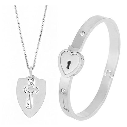 Titanium Steel Couple Love Lock, Bracelet, Key Set, Necklace Jewelry dealsniper-net 10 Style