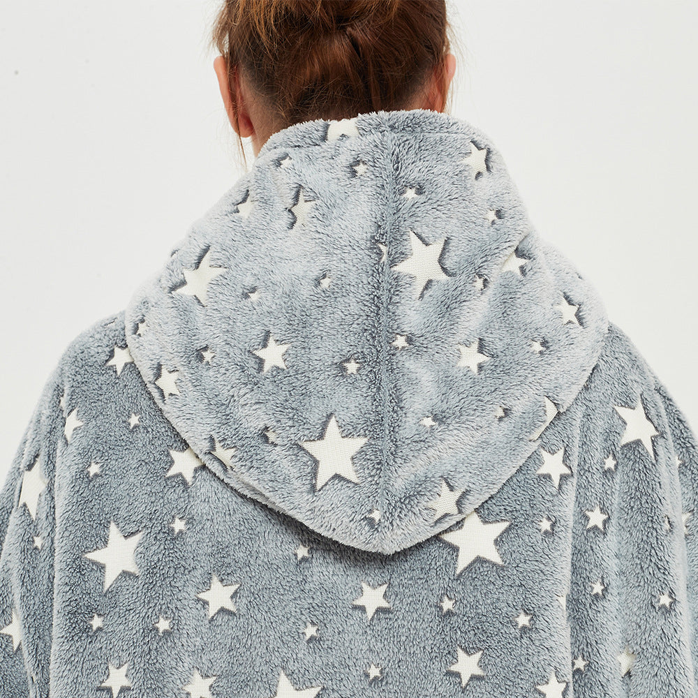 Glow In The Dark Stars Hoodie Blanket Oversized Sweatshirt