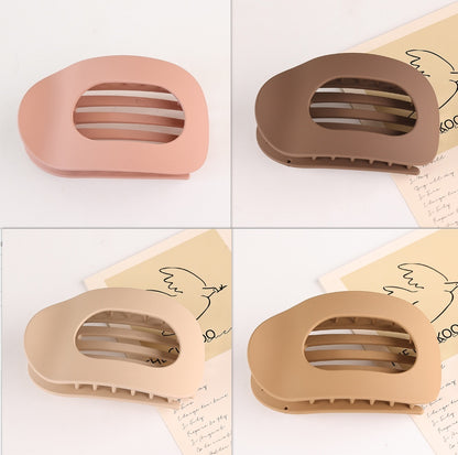 Flat Oval Barrettes Back Head Hair Claw Women DealSniper.net Pink coffee beige khaki Pc