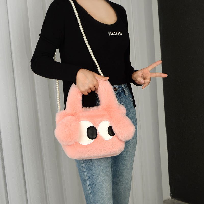 Cute Cartoon Big Eyes Dog Plush Bags For Women Women Gym From House