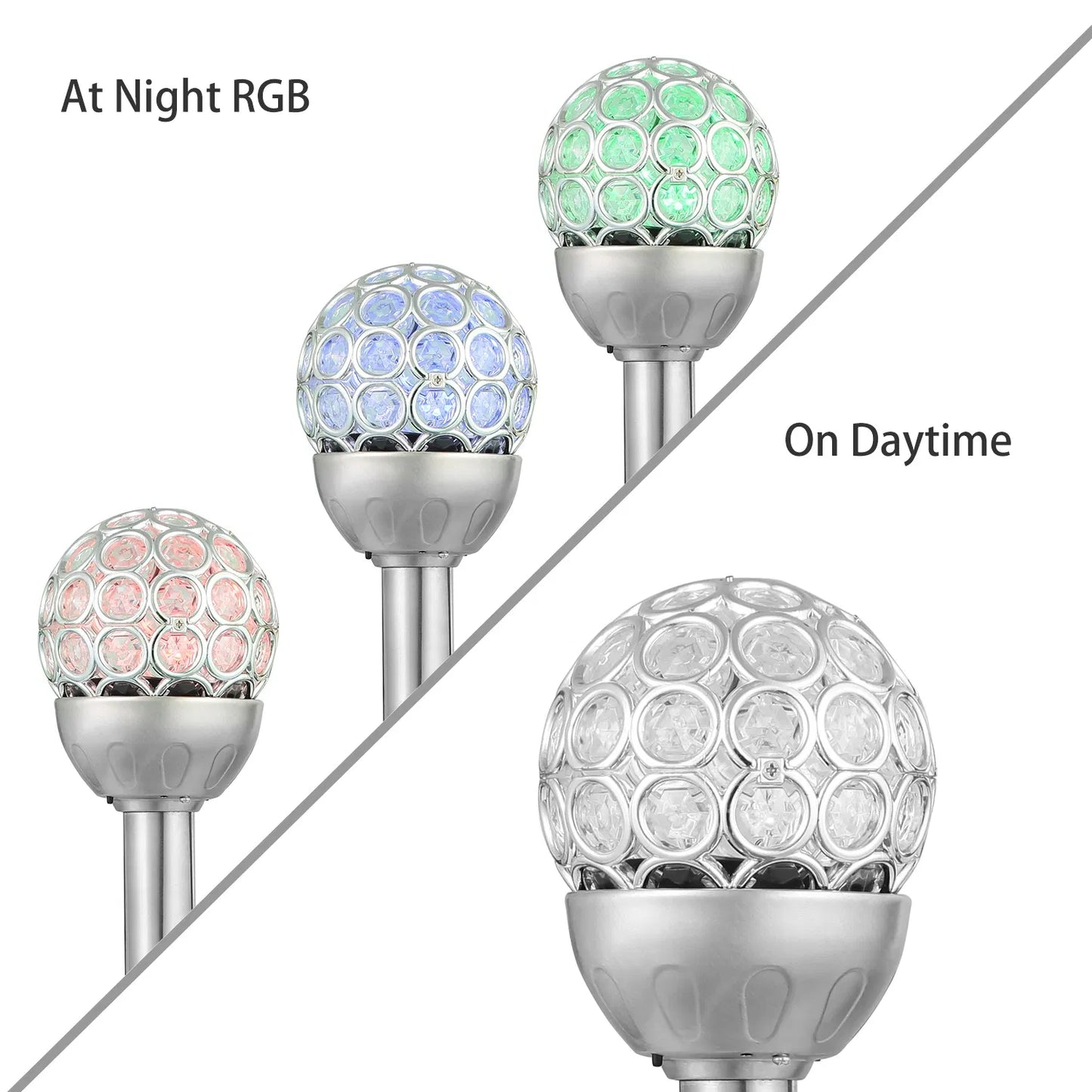 3 Pcs Outdoor Solar Lights IP44 Waterproof Ball RGB Light Outdoor Gym From House