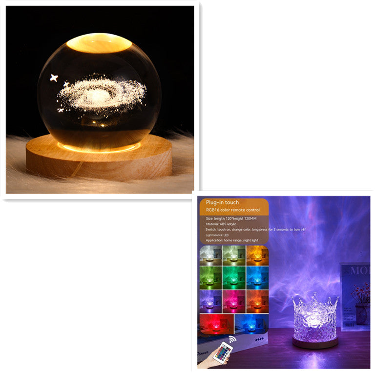 LED Water Ripple Ambient Night Light USB Rotating House dealsniper-net 3W Set2 1PC