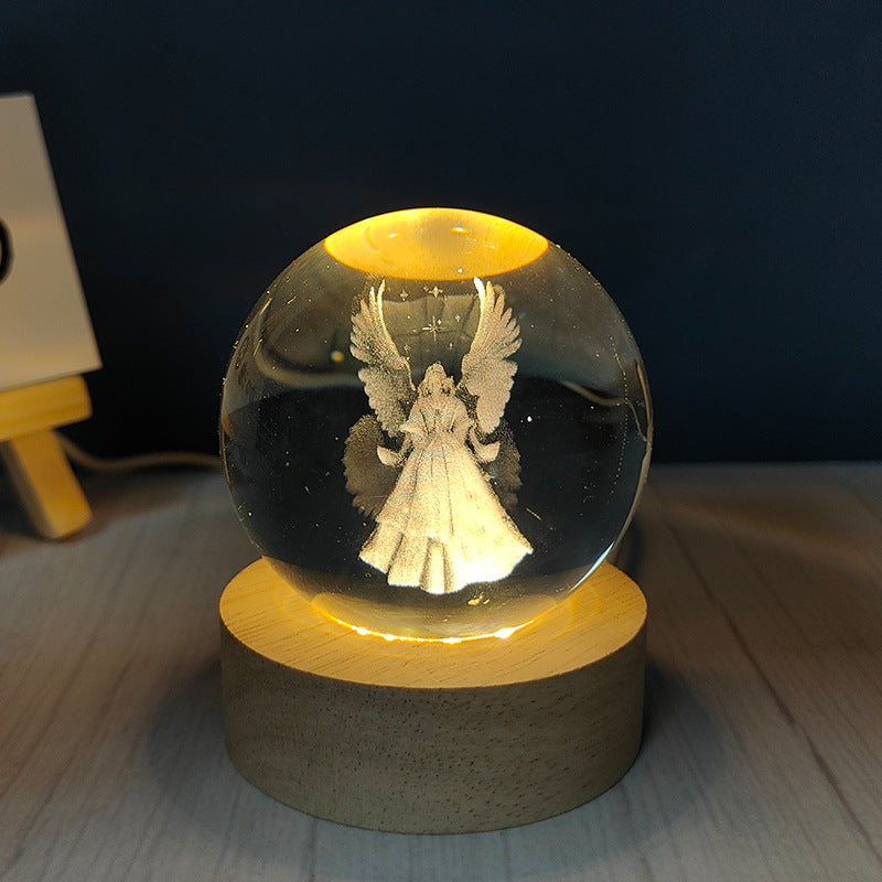 Usb Plug-in Luminous Crystal Ball Night Light Home Decor Gym From House