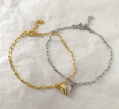 Simple Heart-shaped Titanium Steel Love Magnet Suction Jewelry Gym From House Bracelet Gold with Slaver