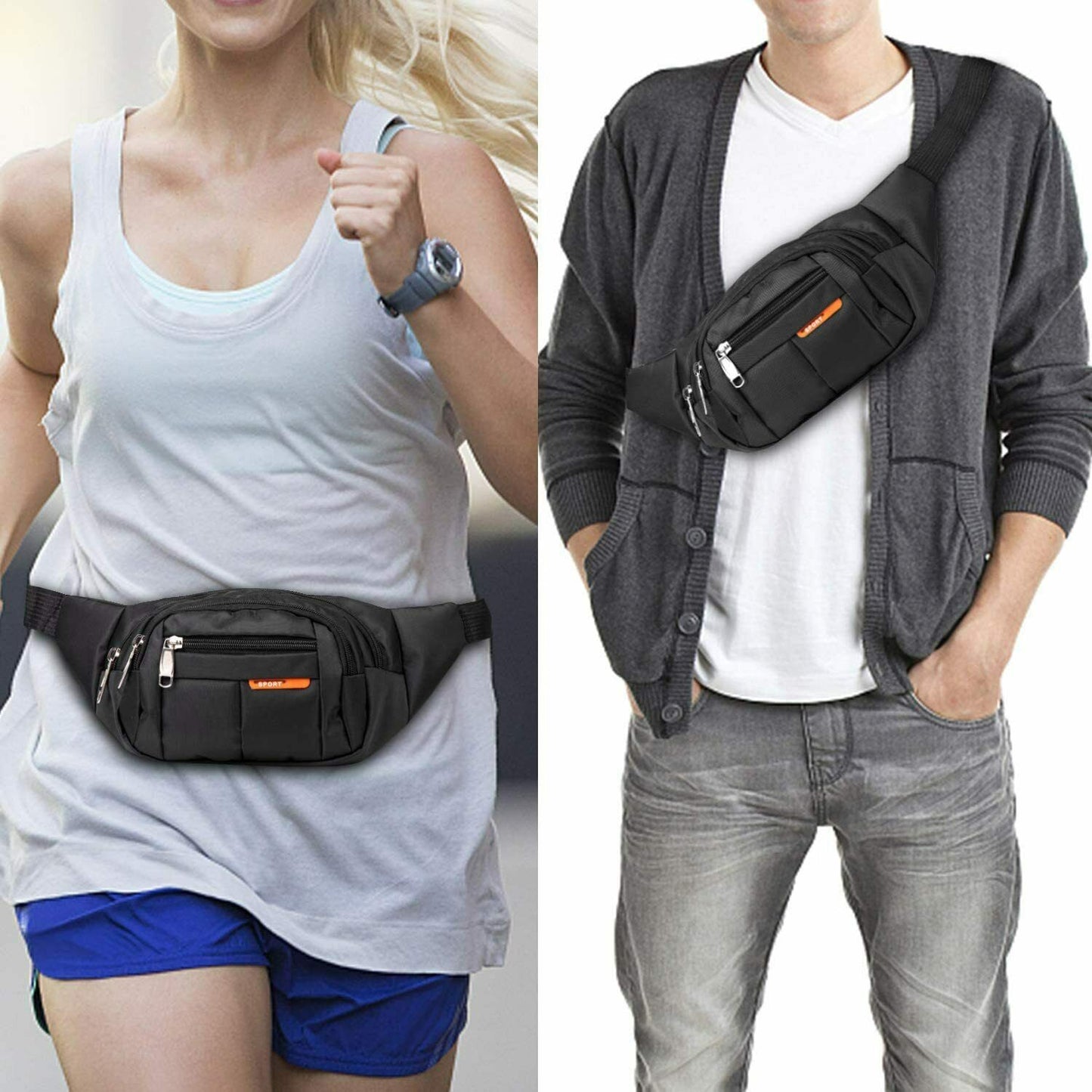 Waist Bag Fanny Pack For Men Women Hip Belt Bum Pouch Sport Travel Purse Unisex Men DealSniper.net