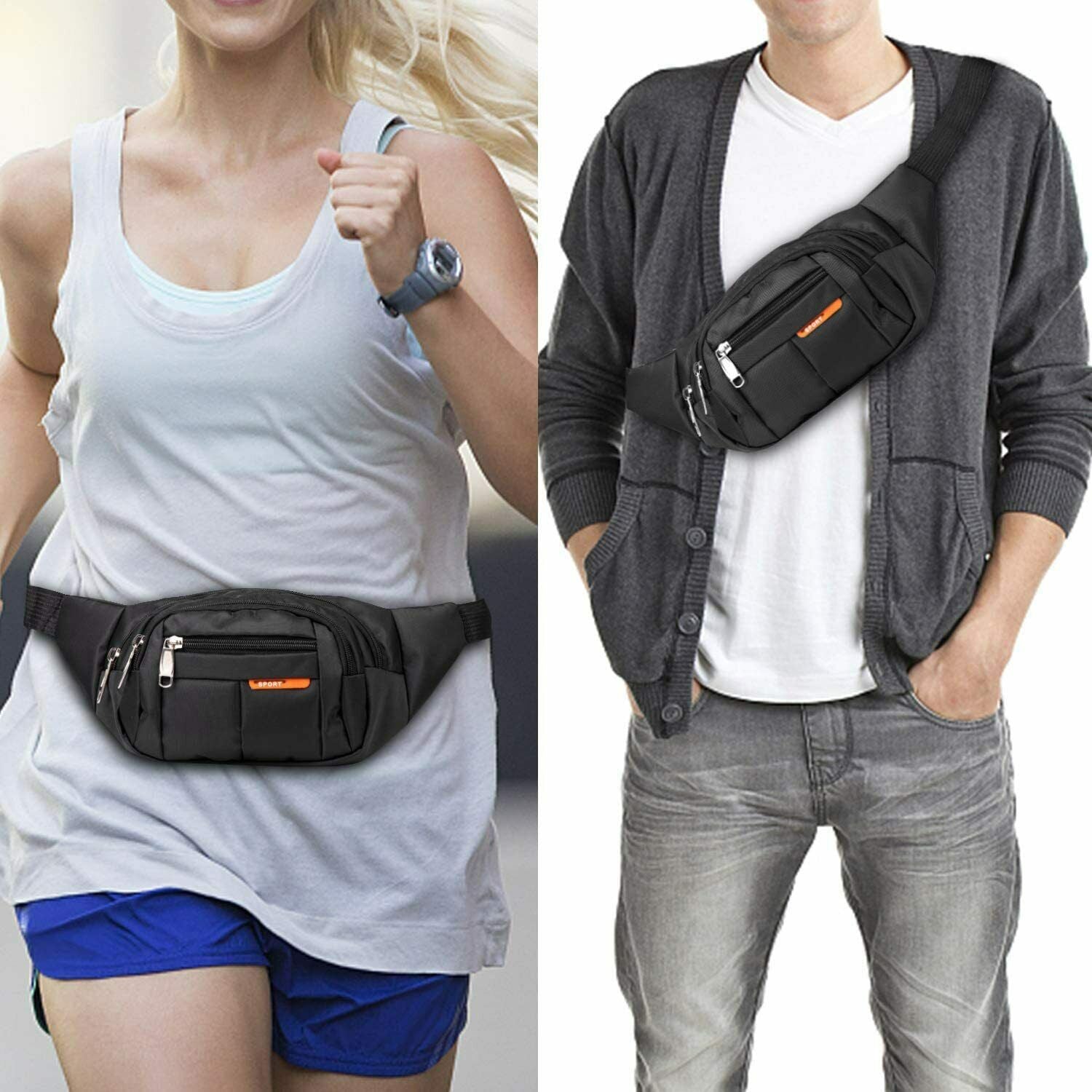 Waist Bag Fanny Pack For Men Women Hip Belt Bum Pouch Sport Travel Purse Unisex Men DealSniper.net