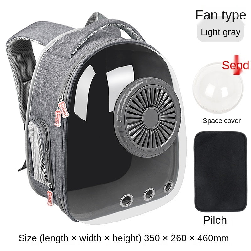 Portable Space Capsule Pet Backpack Pets dealsniper-net Light Grey With fan