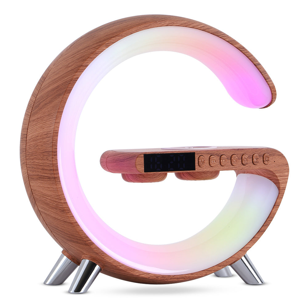 New Intelligent G Shaped LED Lamp Bluetooth Speaker Home Decor dealsniper-net Wood color AU