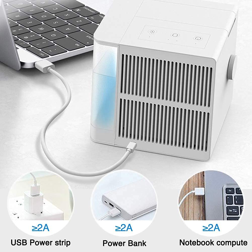 3 In 1 Portable Air Conditioners, Evaporative Air Cooler With USB Charging, Powerful, Quiet, Lightweight Mini Air Conditioner Portable For Room, Bedroom, Office, Kitchen Home dealsniper-net