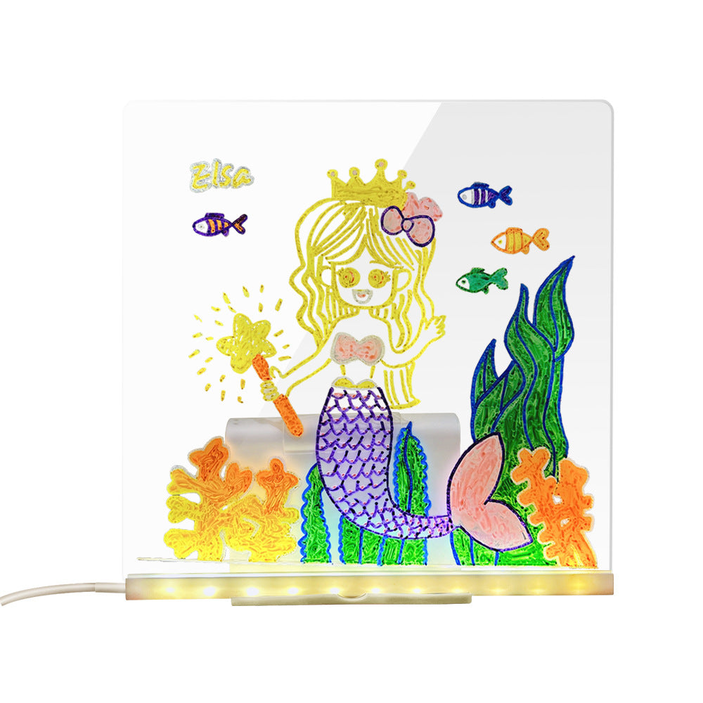LED Acrylic Drawing Board DIY Erasable Luminous Writing Boards House Gym From House