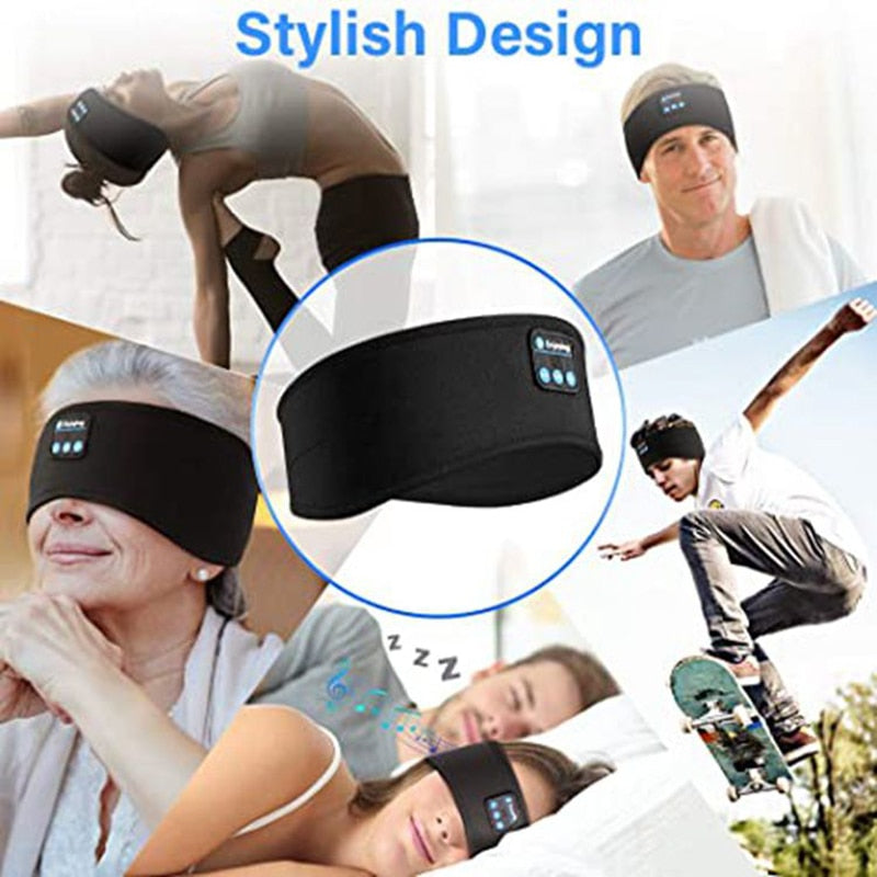 Wireless Bluetooth Sleeping Headphones Headband Thin Soft Elastic Comfortable Music Ear Phones Eye Mask For Side Sleeper Sports Sports DealSniper.net