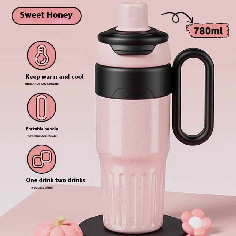 780ml Gradient Double Drink Thermal Cup Stainless Steel Kitchen Gym From House Pink 780ml