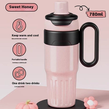 780ml Gradient Double Drink Thermal Cup Stainless Steel Kitchen Gym From House Pink 780ml
