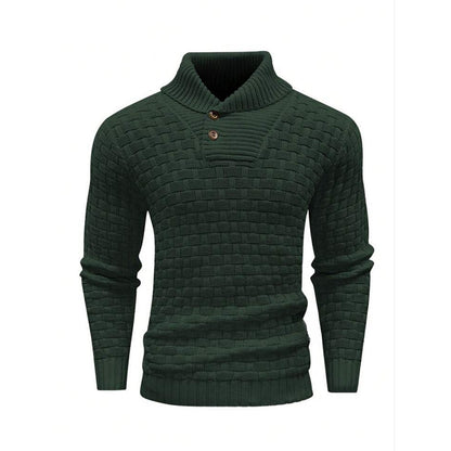 Men's Slim Turtleneck Sweater With Button Design Fashion