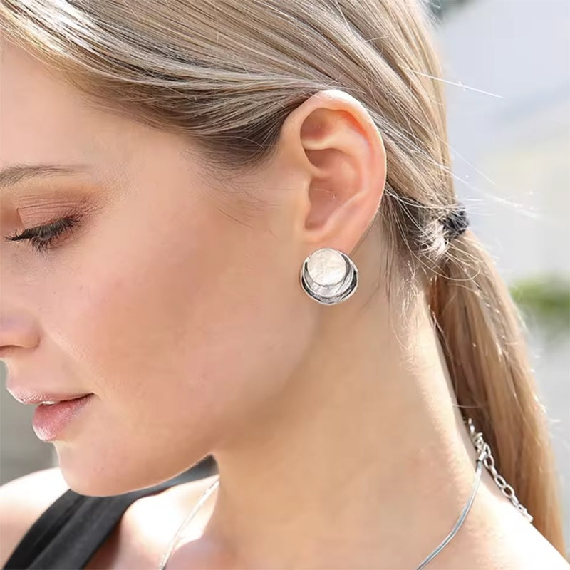 Ins Three-colored Painting Round Earrings Fashion Jewelry dealsniper-net