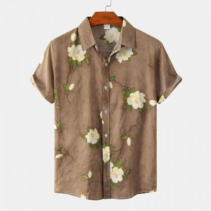 Cross-Border Men's Floral Short-Sleeved Shirts Young Men's Men DealSniper.net