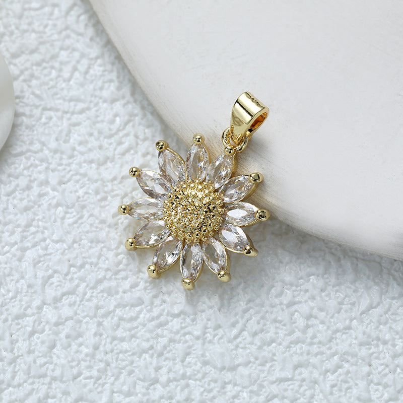 Fashionable Commuter Trendy Micro-Inlaid Zircon Ice-Type Necklace Jewelry Gym From House D007jb sunflower