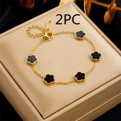 Small Fresh And Lovely Green Drop Gum Flower Jewelry Gym From House Black 2PCS