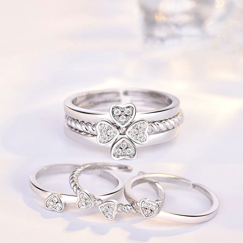 Ring Four-Leaf Clover Ring For Women Split Three-In-One Combination