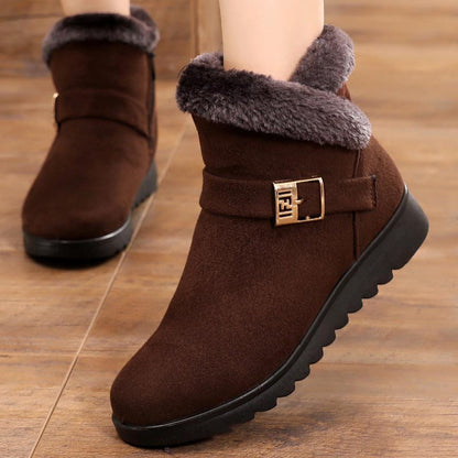 Winter Boots Women Warm Plush Snow Boots Zipper Comfort Flats Shoes