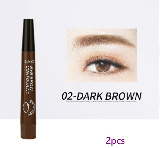 Four-Headed Bifurcated Eyebrow Pencil Lasts Beauty dealsniper-net No. 2 dark brown 2PCS