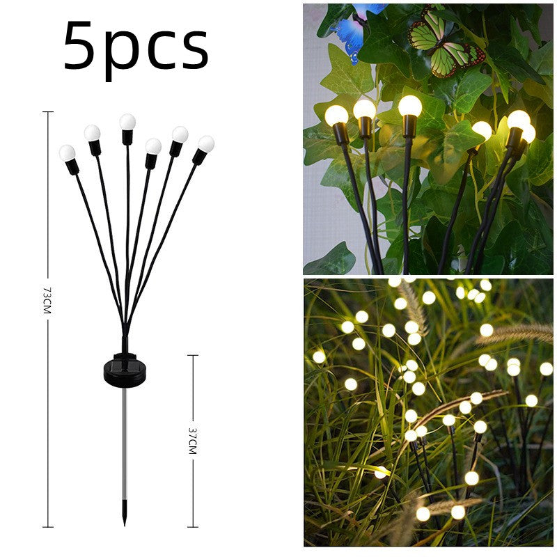 LED Pneumatic Firefly Ground Plug-in Lamp Garden dealsniper-net 5pcs Warm light 6heads