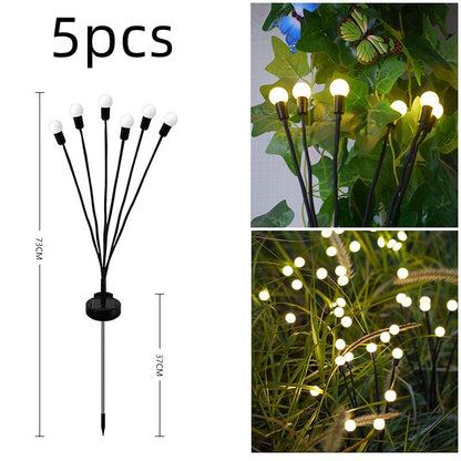 LED Pneumatic Firefly Ground Plug-in Lamp Garden dealsniper-net 5pcs Warm light 6heads