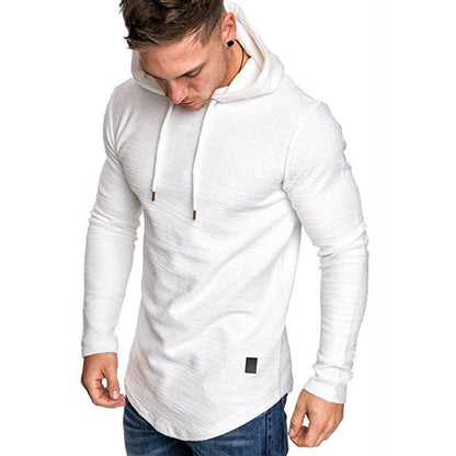 Men Hoodie Sweatshirt Casual Long Sleeve Slim Tops Gym T-shir Men dealsniper-net White L