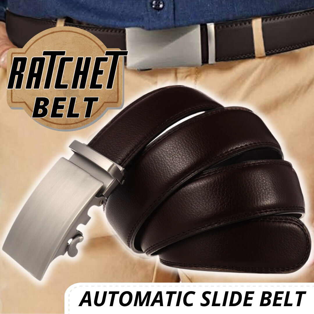 Microfiber Leather Mens Ratchet Belt Belts For Men Adjustable Automatic Buckle Dark Brown Men dealsniper-net