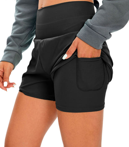 Fitness Simple Casual Pants High Waist Pocket Yoga Shorts Women DealSniper.net L Black
