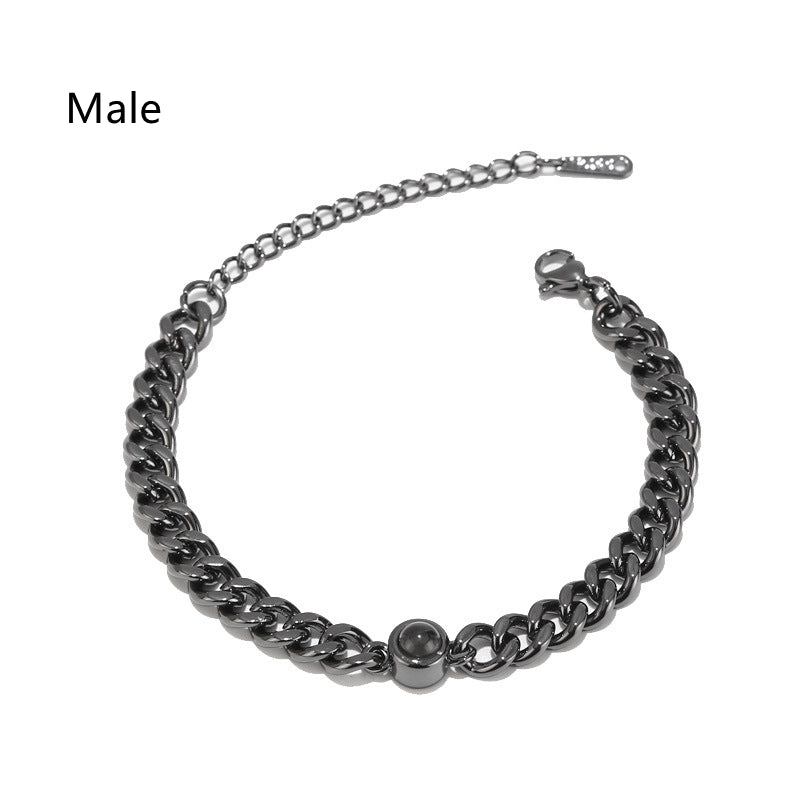 Titanium Steel Personalized Photo Custom Bracelet Jewelry Gym From House Black male
