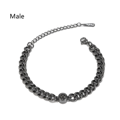 Titanium Steel Personalized Photo Custom Bracelet Jewelry Gym From House Black male