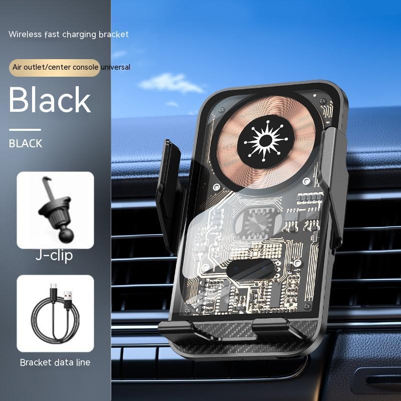 Wireless Charger Automatic Induction Air Outlet Car Phone Holder Vehicle Gym From House Black