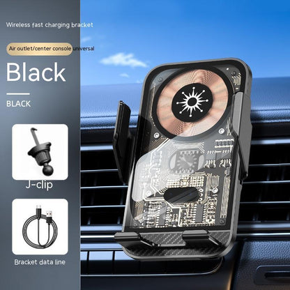 Wireless Charger Automatic Induction Air Outlet Car Phone Holder Vehicle Gym From House Black