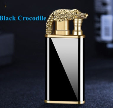 Creative Blue Flame Lighter Dolphin Dragon Tiger Double Fire Gadgets dealsniper-net Business black crocodile 1PCS