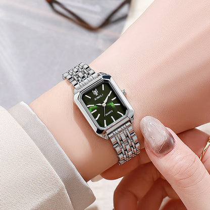 Fashion Simple Square Steel Strap Women's Watch Jewelry DealSniper.net Silver Green