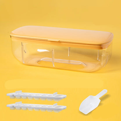 Ice Cube Tray With Storage Box Quick Demould Ice Cube Moulds Deals DealSniper.net Yellow Double layer