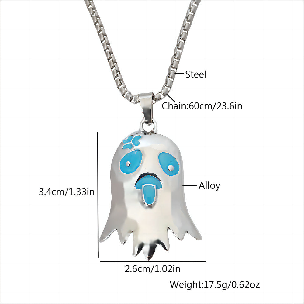 Halloween Topless Glossy Glowing Ghost Pendant Necklace