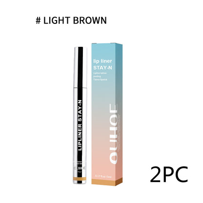 Lip Liner Pen Dark Brown Waterproof Long Lasting Beauty Gym From House Light Brown 2PC