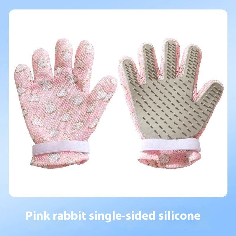 Pet Bath Cat Petting Gloves Double-sided Floating Hair Comb Pets Gym From House Pink Rabbit Single Side