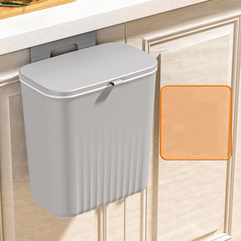 Domestic Hanging Kitchen Waste Bin With Lid Kitchen dealsniper-net Grey Sliding cover stripe