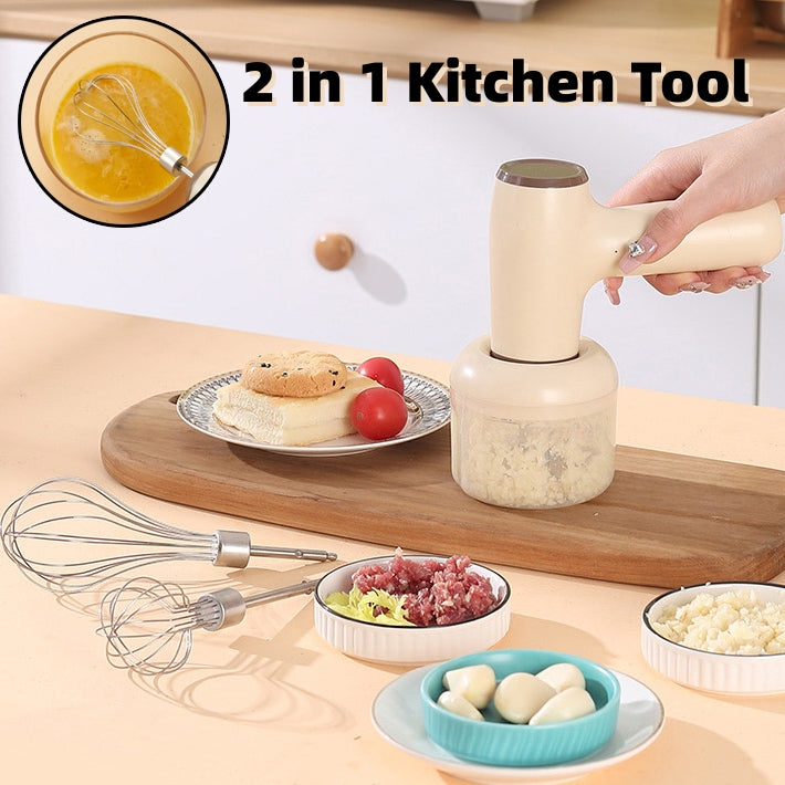 2 In 1 Electric Garlic Chopper USB Rechargeable Vegetable Kitchen dealsniper-net