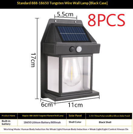 Outdoor Solar Tungsten Wall Light With Motion Sensor IP65 Outdoor DealSniper.net Black Style14500 8PCS